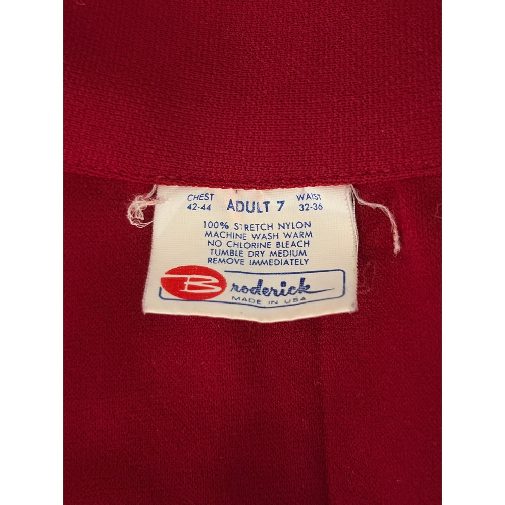 Broderick Track Jacket Adult 7 Large Red Greely Striped Sleeve Vintage 90s USA - Picture 2 of 8